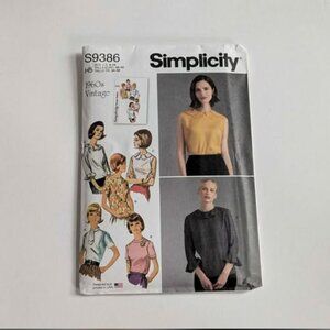 Simplicity S9386 Sewing Pattern Misses Set of Blouses Women's Top